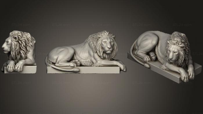 Figurines lions tigers sphinxes (Lion Couche, STKL_0293) 3D models for cnc
